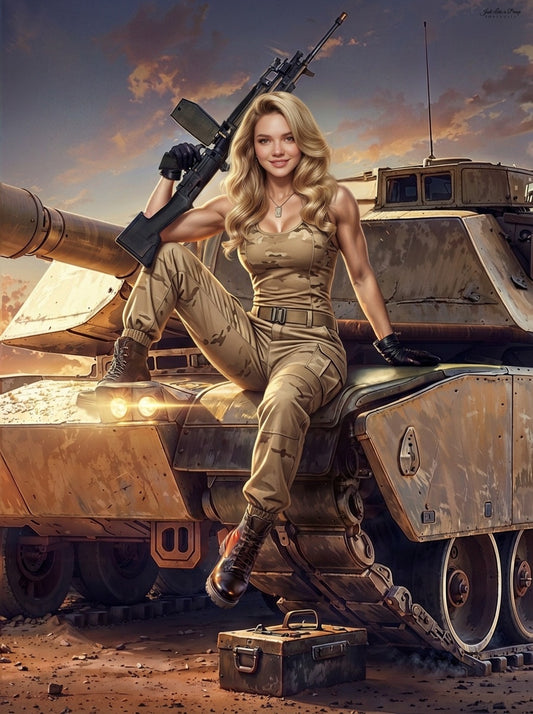 Custom Pinup - USA army tank pinup - Just Like A Pinup